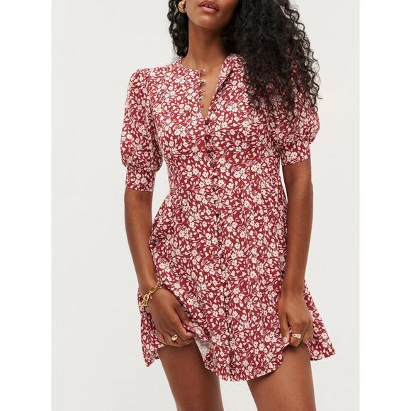 Reformation Dresses & Skirts - NEW NWT Reformation Laylin Floral Button Front Mini Dress Flower Girl Red 10